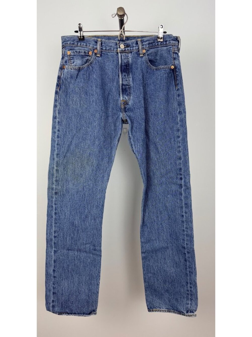 Levis 501 Mens Original Fit Straight Leg Jeans W34 L32 Blue Denim Button Fly